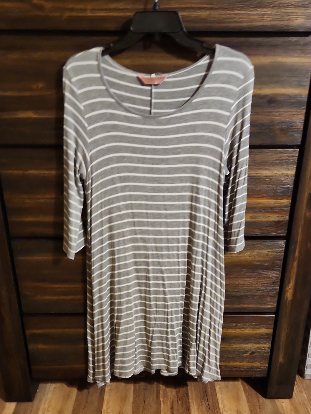 St. John Collection Gray and White Striped Mini Dress